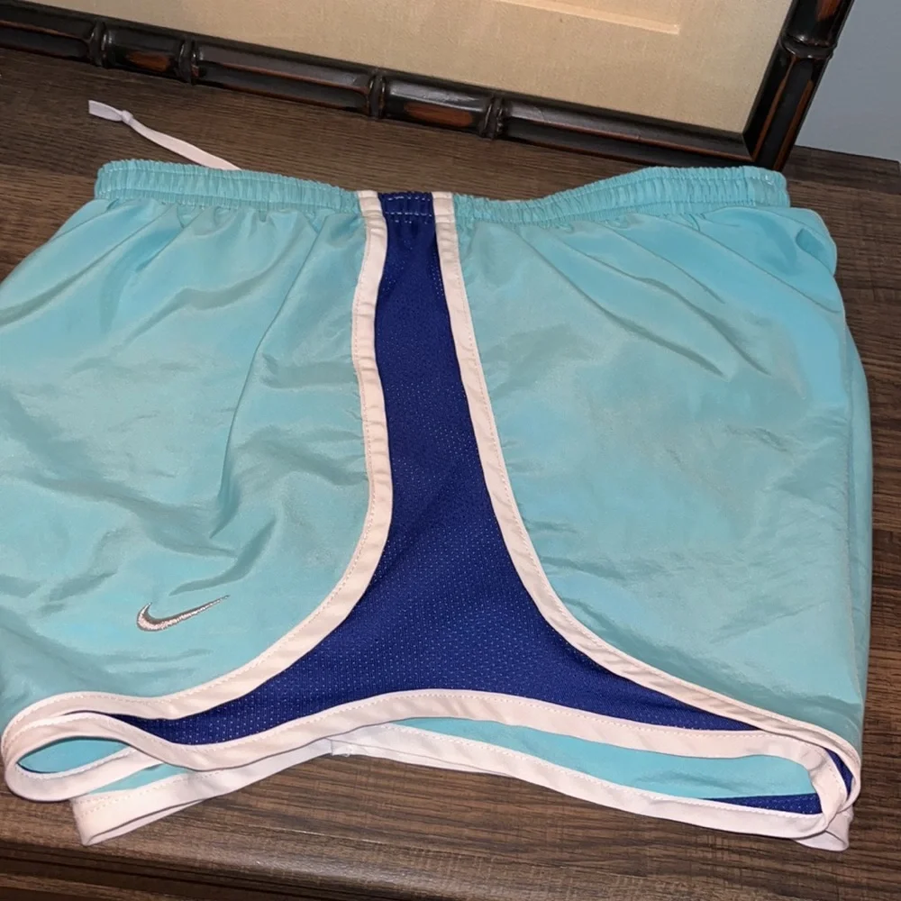 Nike Dri Fit Light & Dark Blue, White Trim Running Shorts sz XS EUC
